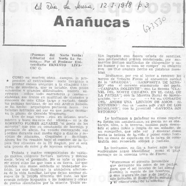 Añañucas  [artículo] Ernesto Livacic.