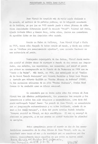 Presentando al poeta Juan Florit  [artículo] Eddie Morales Piña.