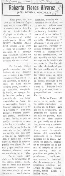 Roberto Flores Alvarez  [artículo] David A. González.