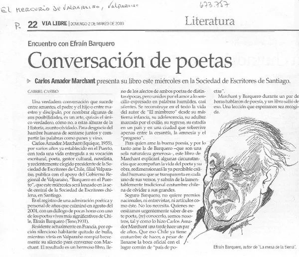 Conversación de poetas  [artículo] Gabriel Castro.