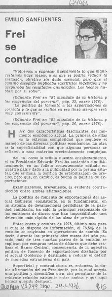 Frei se contradice  [artículo] Emilio Sanfuentes.