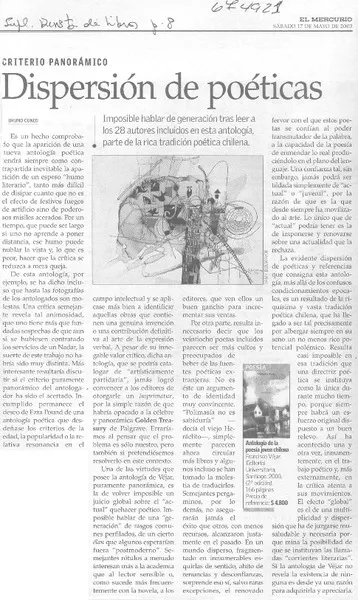 Dispersión de poéticas  [artículo] Bruno Cuneo.
