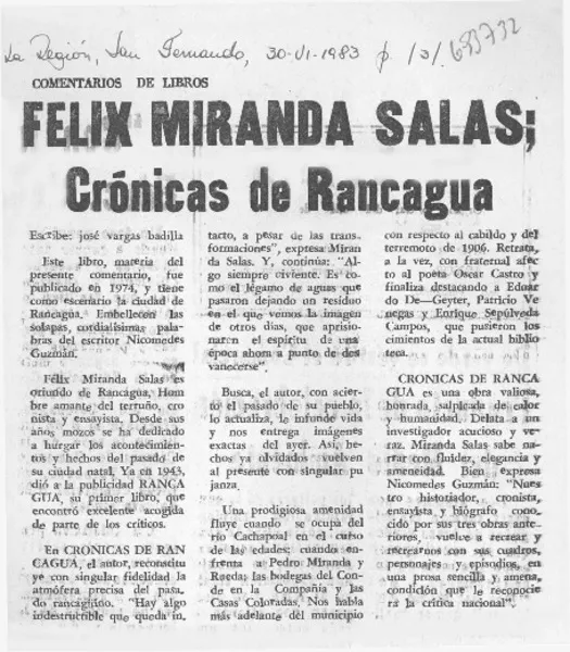 Félix Miranda Salas  [artículo] José Vargas Badilla.