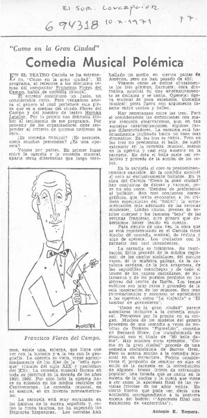 Comedia musical polémica  [artículo] Antonio R. Romera.