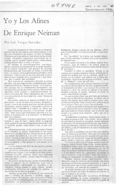Yo y los afines de Enrique Neiman  [artículo] Luis Vargas Saavedra.