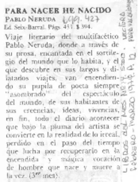 Para nacer he nacido.  [artículo]