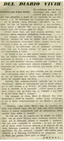 Literatura para niños  [artículo] Cronos.