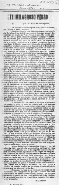 El milagroso Pedro  [artículo] J. C. Mestre.