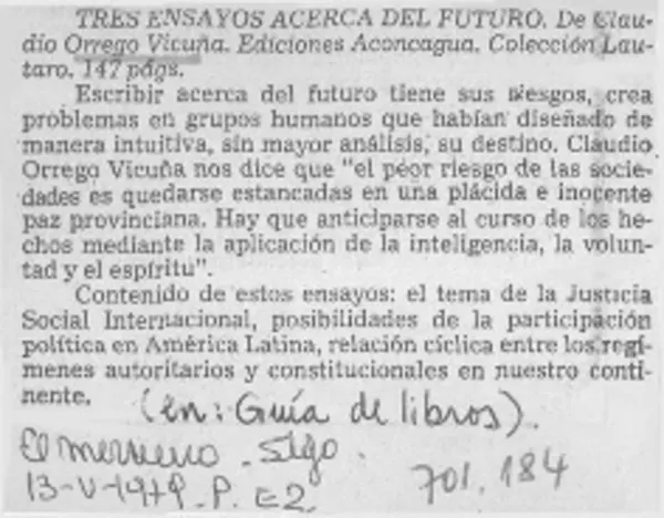 Tres ensayos acerca del futuro.  [artículo]
