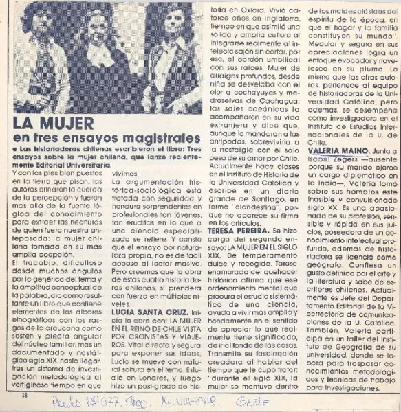 La mujer en tres ensayos magistrales.  [artículo]