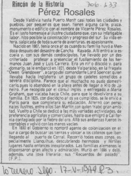 Pérez Rosales  [artículo] F.P.