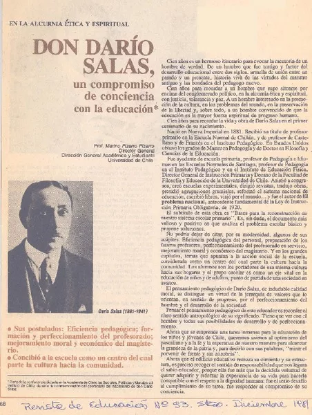 Don Darío Salas, un compromiso de conciencoa con la educación  [artículo] Marino Pizarro Pizarro.
