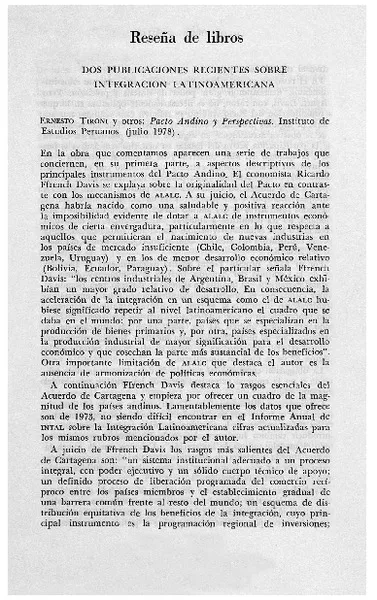 Pacto andino y pespectivas  [artículo] R.B.CH.