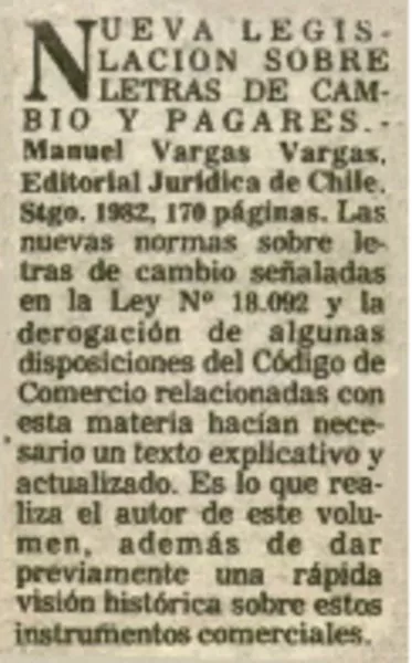 Nueva legislacipon sobre letras de cambio y pagares.  [artículo]