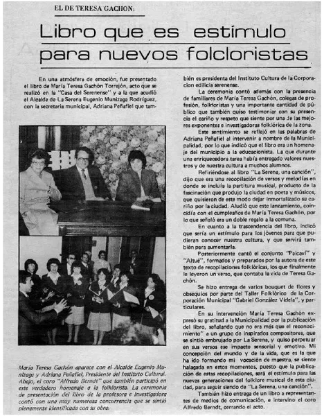 Libro que es estímulo para nuevos folcloristas.  [artículo]