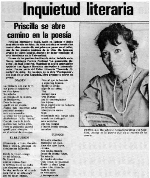 Priscilla se abre camino en la poesía.  [artículo]