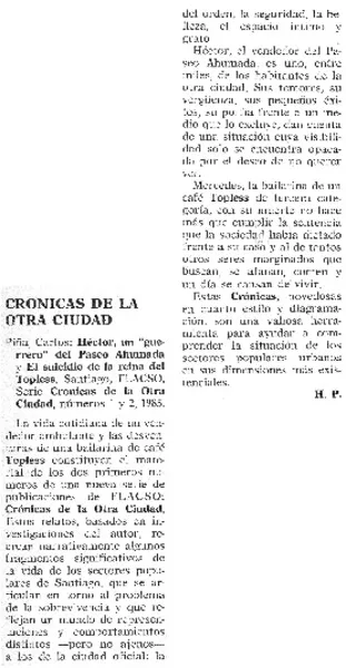 Crónicas de la otra ciudad  [artículo] H.P.