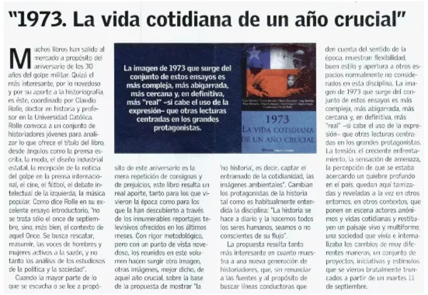 "1973. La vida cotidiana de un crucial"  [artículo] Rodrigo Pinto.