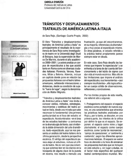 Tránsitos y desplazamientos teatrales: de América Latina a Italia  [artículo]
