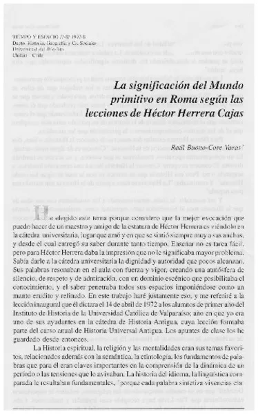 La significación del mundo primitivo en Roma según las lecciones de Héctor Herrera Cajas  [artículo] Raúl Buono-Core Varas.