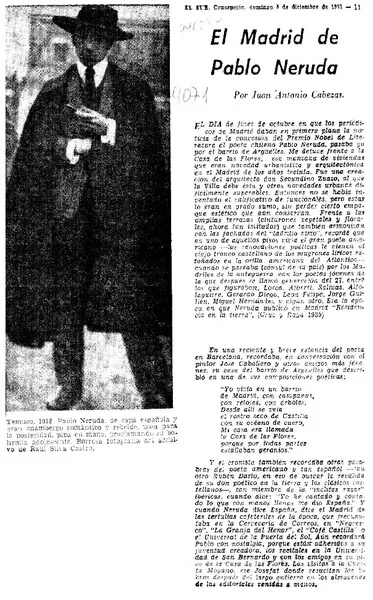 El Madrid de Pablo Neruda  [artículo] Juan Antonio Cabezas.