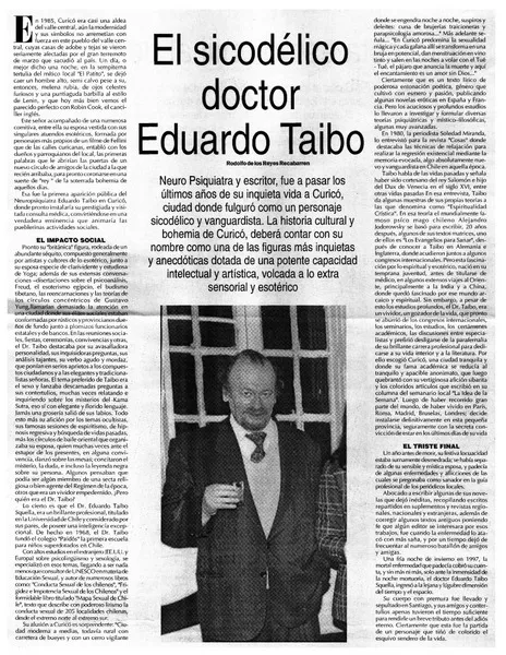 El sicodélico doctor Eduardo Taibo  [artículo] Rodolfo de los Reyes Recabarren.
