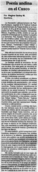 Poesía andina en el Cuzco  [artículo] Regina Godoy M.