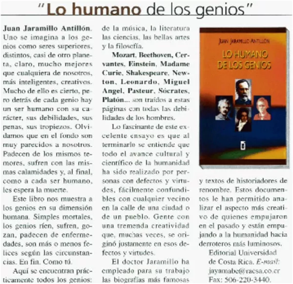 Lo humano de los genios"  [artículo] Elizabeth Subercaseaux.
