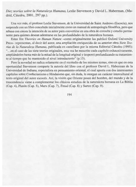 Diez teorías sobre la naturaleza humana  [artículo] Verónica Benavides G.