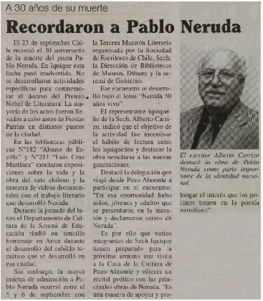 Recordaron a Pablo Neruda.  [artículo]