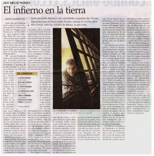 El infierno en la tierra  [artículo] Christopher Domínguez Michael.