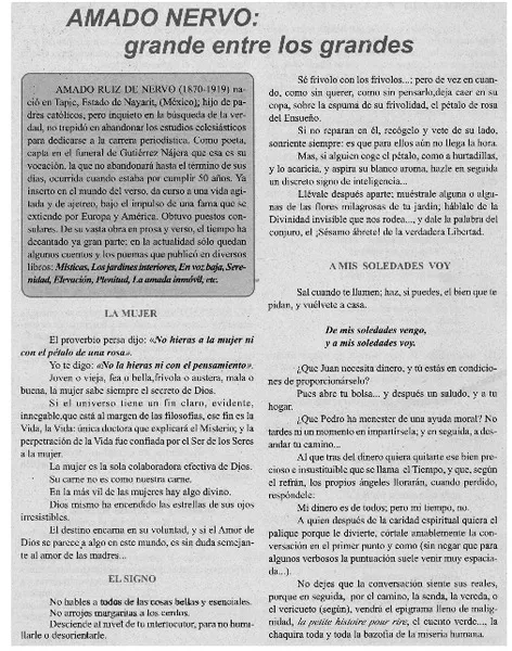 Amado Nervo : grande entre los grandes  [artículo]