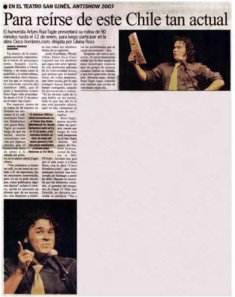 Para reírse de este Chile tan actual  [artículo] Chantal González Barahona.