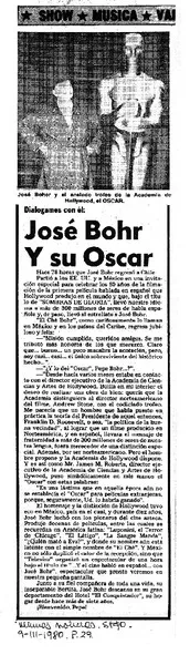 José Bohr y su Oscar.  [artículo]