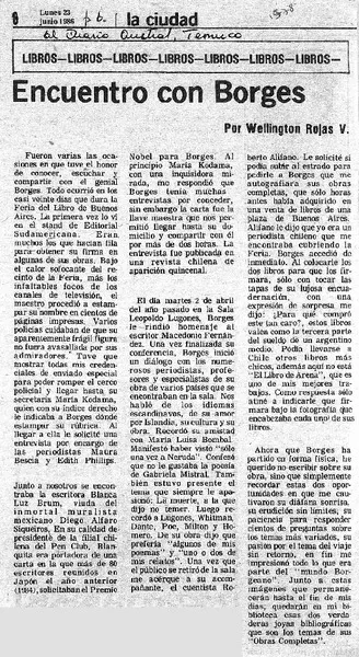 Encuentro con Borges  [artículo] Wellington Rojas V.