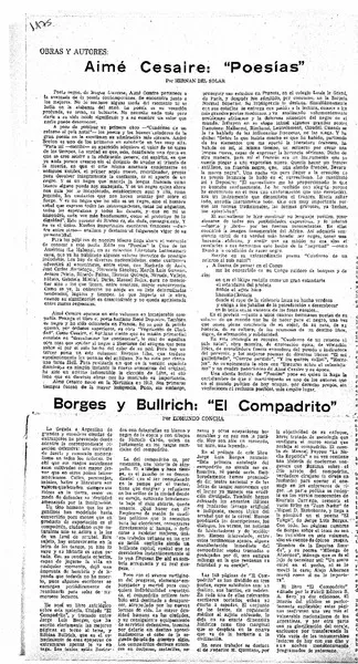 Aimé Cesaire: "Poesías"  [artículo] Hernán del Solar.