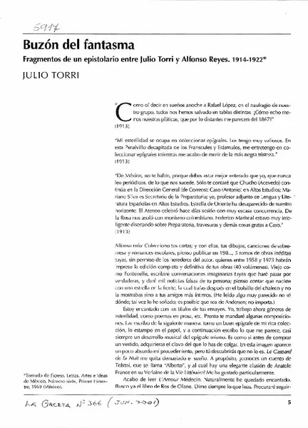 Buzón del fantasma  [artículo] Julio Torri.