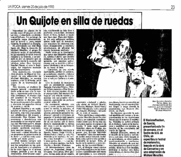 Un Quijote en silla de ruedas.  [artículo]