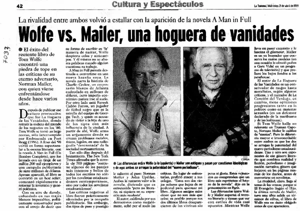 Wolfe vs. Mailer, una hoguera de vanidades.  [artículo]