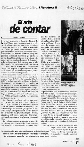 El arte de contar  [artículo] Camilo Marks.