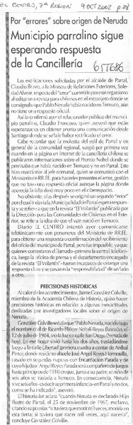 Municipio parralino sigue esperando respuesta de Cancillería.  [artículo]