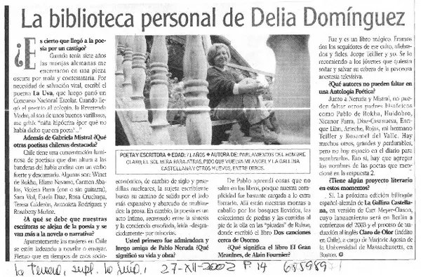 La biblioteca personal de Delia Domínguez  [artículo].