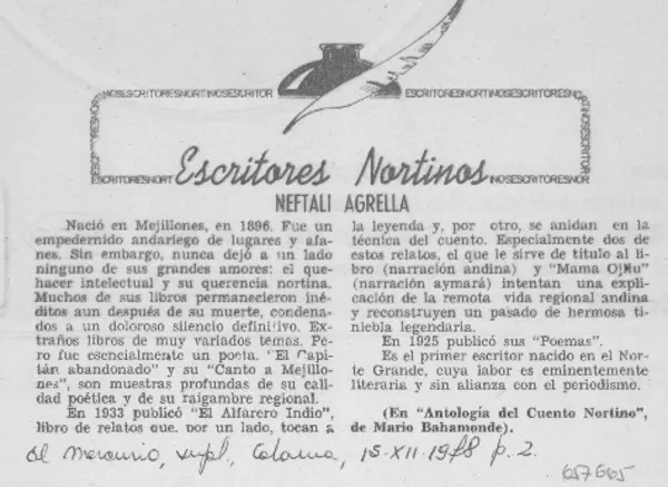 Escritores nortinos.  [artículo]