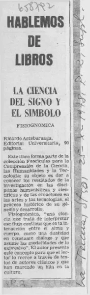 La Ciencia del signo y el símbolo.  [artículo]