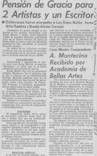 Pensión de Gracia para 2 artistas y un escritor.  [artículo]