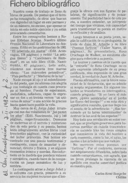 Fichero bibliográfico  [artículo] Carlos René Ibacache.