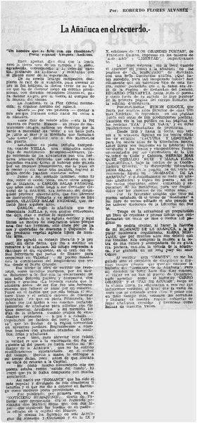 La Añañuca en el recuerdo  [artículo] Roberto Flores Alvarez.
