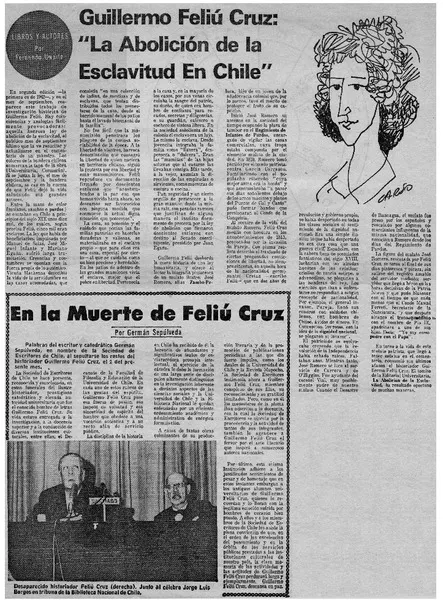 Guillermo Feliú Cruz, "La abolición de la esclavitus en Chile"  [artículo] Fernando Uriarte.