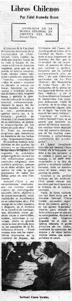 Antologia de la música colonial en América del sur  [artículo] Fidel Araneda Bravo.