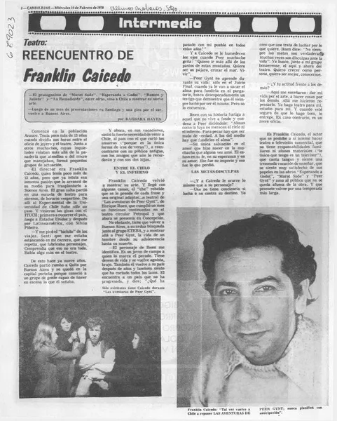 Reencuentro de Franklin Caicedo: [entrevista] [artículo] Bárbara Hayes.